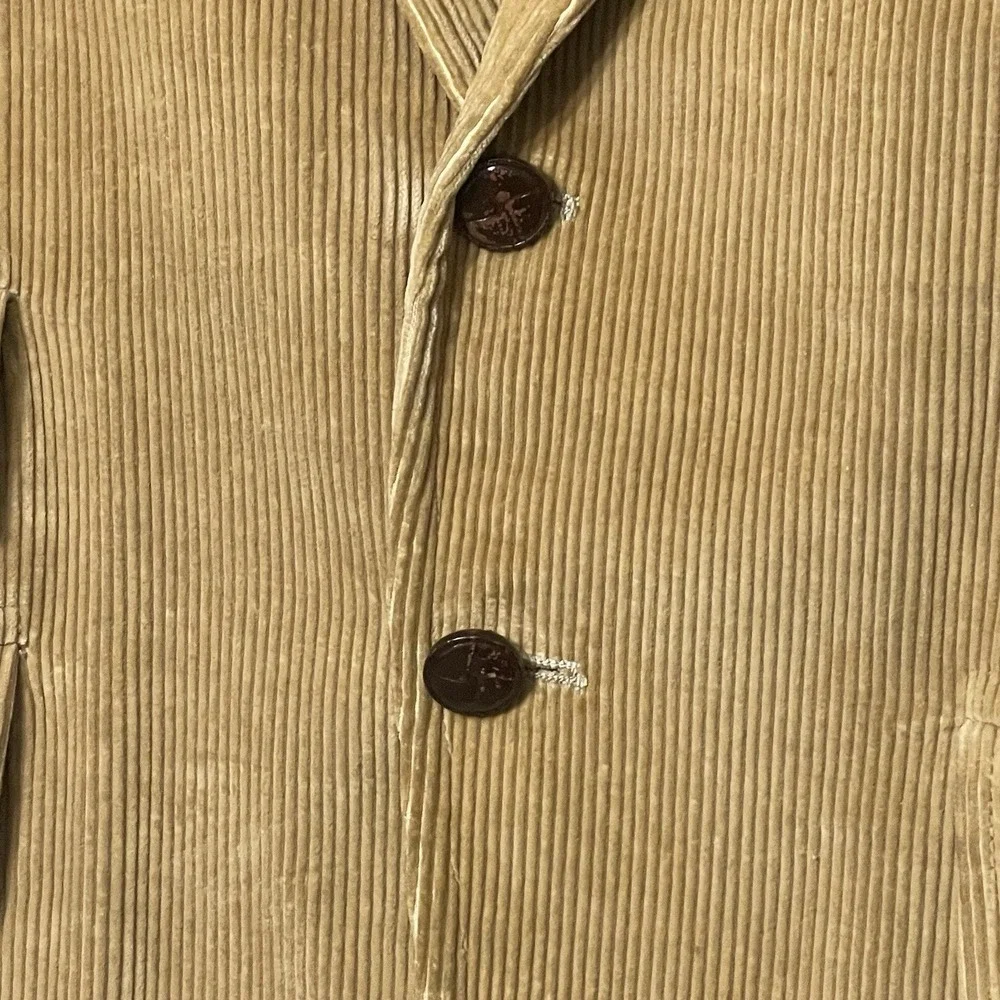 VTG 90s Eddie Bauer Mens Sz 40 L Brown Corduroy Two Button Blazer Triple Pockets